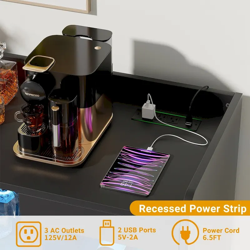 Sideboard Buffet Industrial Bar Cabinet with Wine Holder