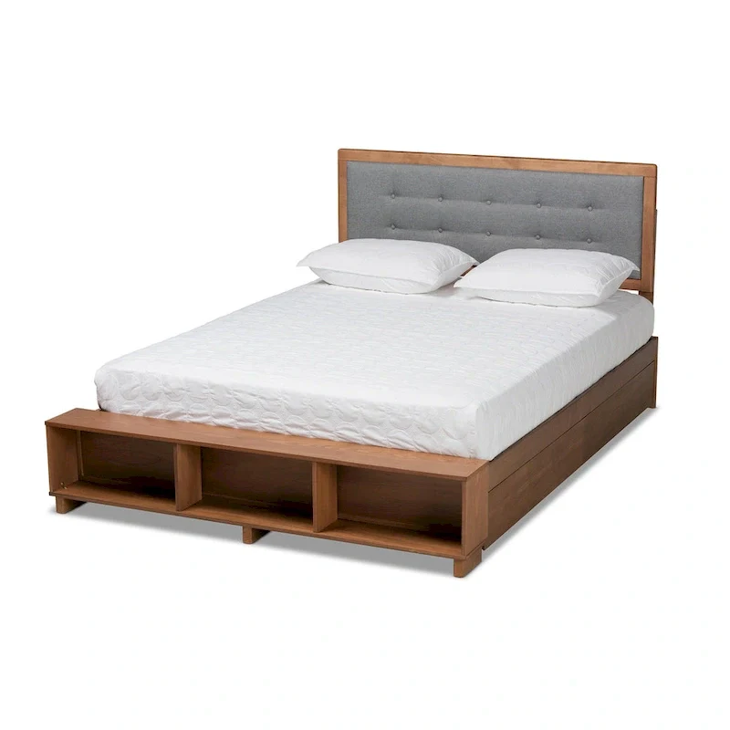 Modern Transitional Wood Platform Storage Bed with 4 Drawers, Solid Frame