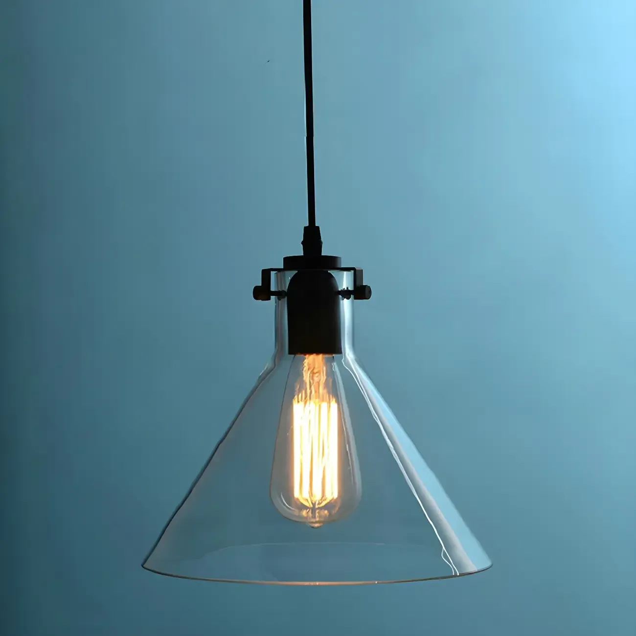 Industrial Clear Cone Glass Kitchen Pendant Light