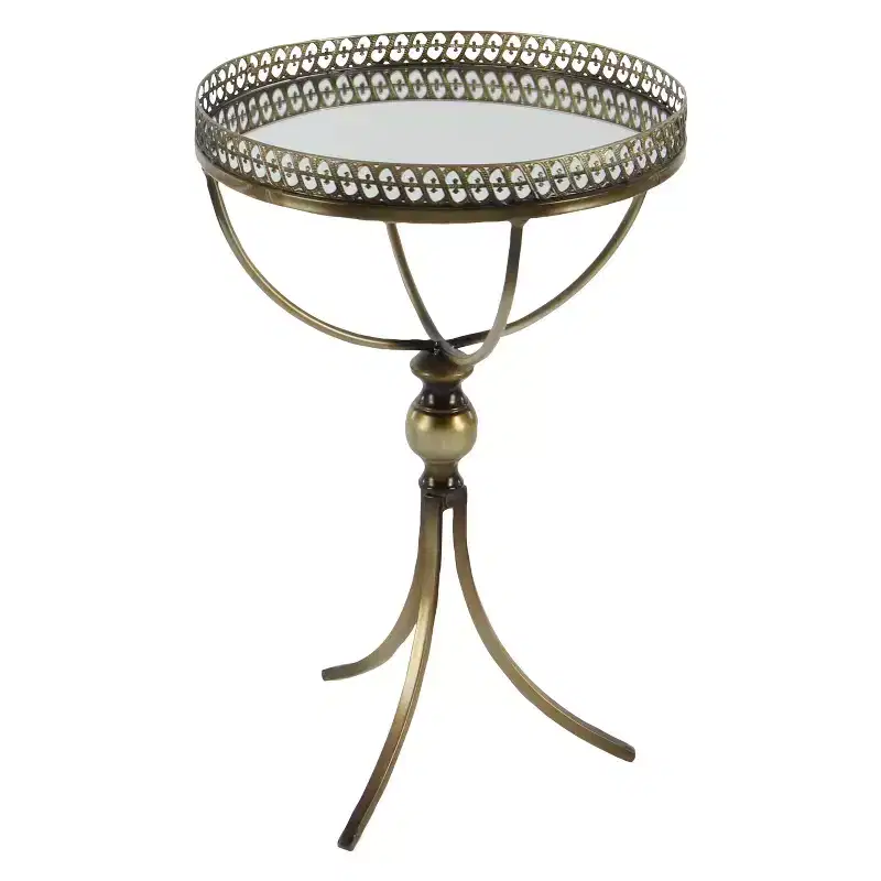 Metal and Glass Round Pedestal Table Gold - Olivia & May