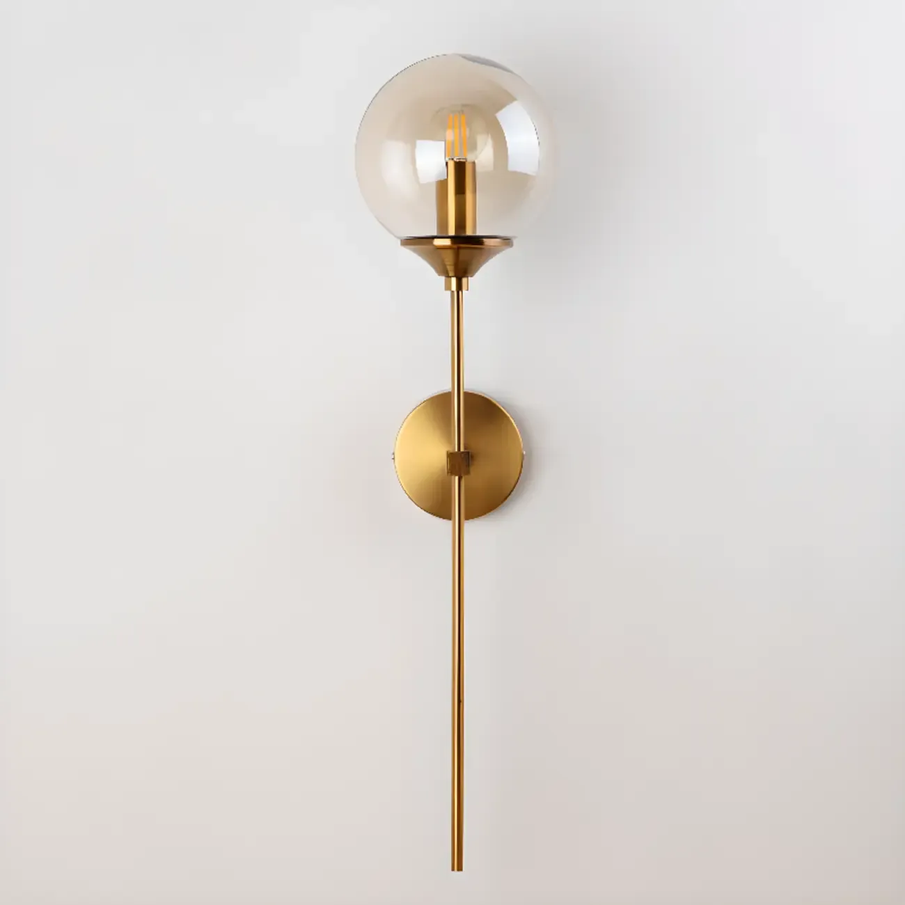 Modern Grey Glass Globe Metal Wall Sconce