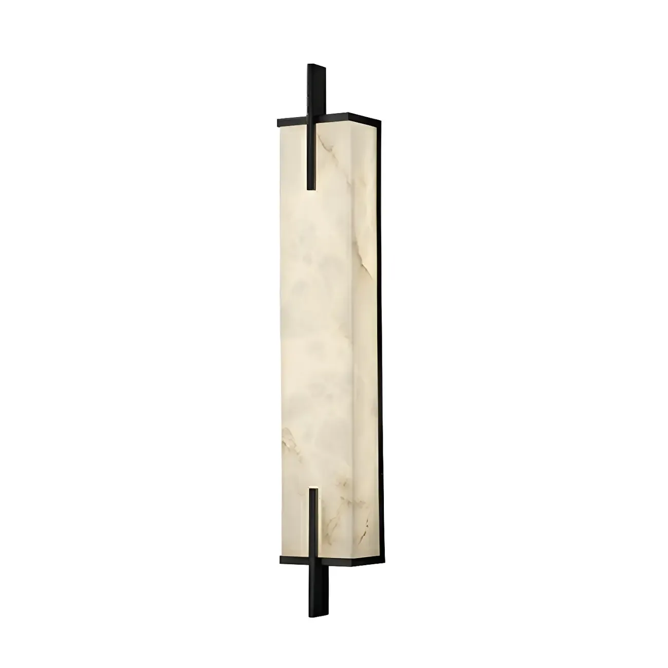 Modern Rectangle Stone Shade Metal LED Wall Sconce