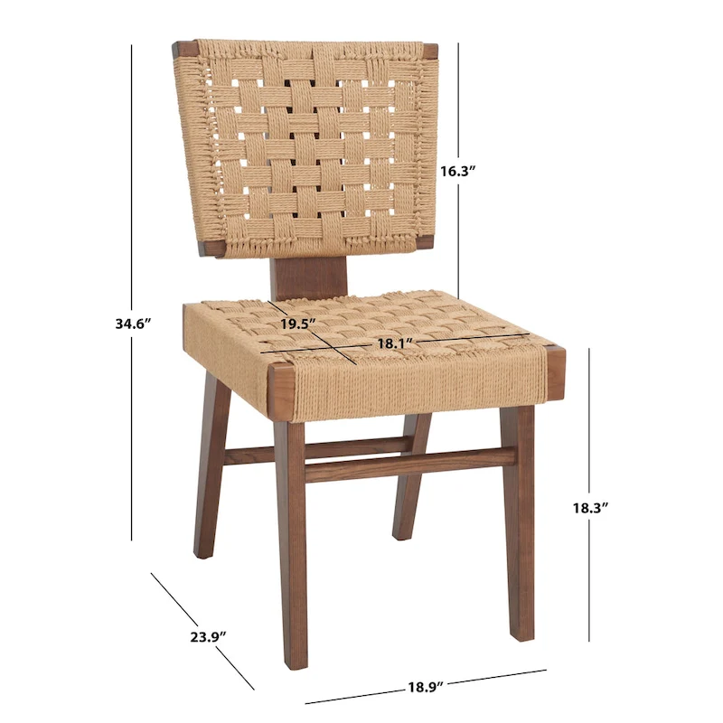SAFAVIEH Couture Justice Woven Dining Chair (Set of 2) - 19 In. W x 24 In. D x 35 In. H - 19Wx24Dx35H