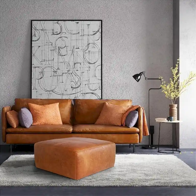 Poly & Bark Sequoia Ottoman - Full Grain Genuine Italian Leather