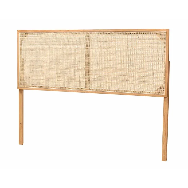 bali & pari Aurelia Modern Bohemian Bayur Wood and Natural Rattan Headboard