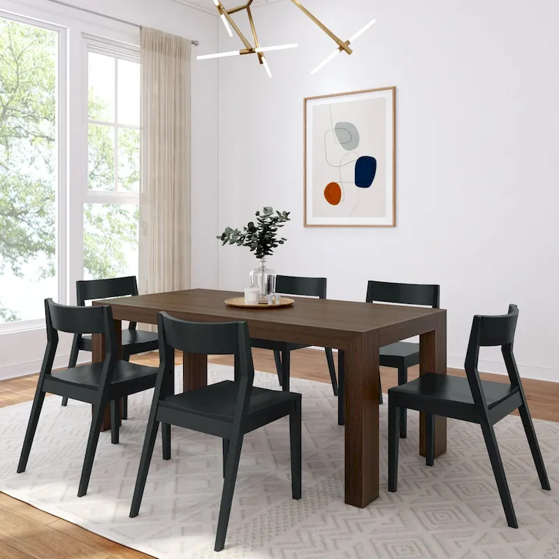 Plank and Beam 72 Modern Solid Wood Table and Chairs Dining Set