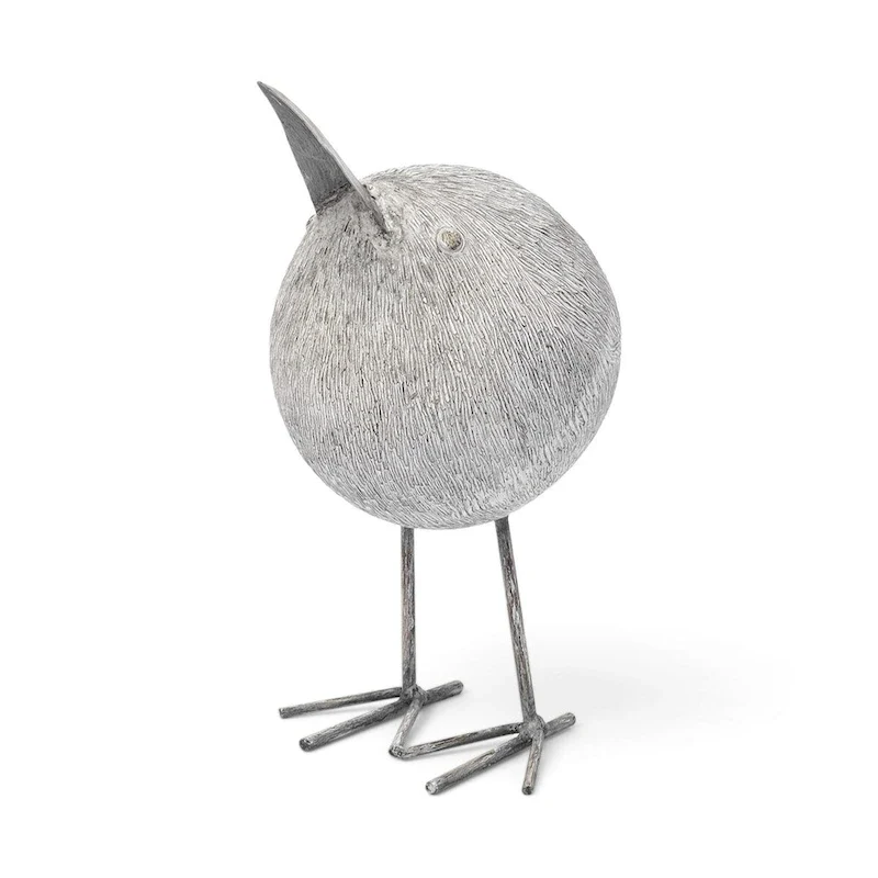 HomeRoots 8  Off White Resin And Metal Snipe Bird Tabletop Sculpture - 6  W x 6  D x 8  H