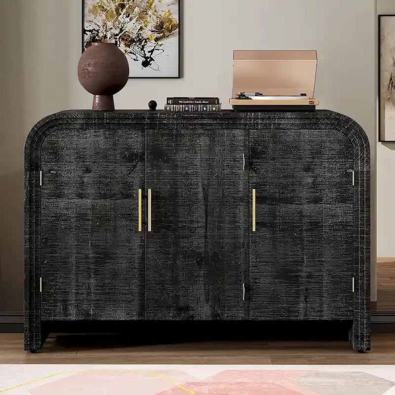 Wood 2-Door Storage Sideboard with Metal Handles
