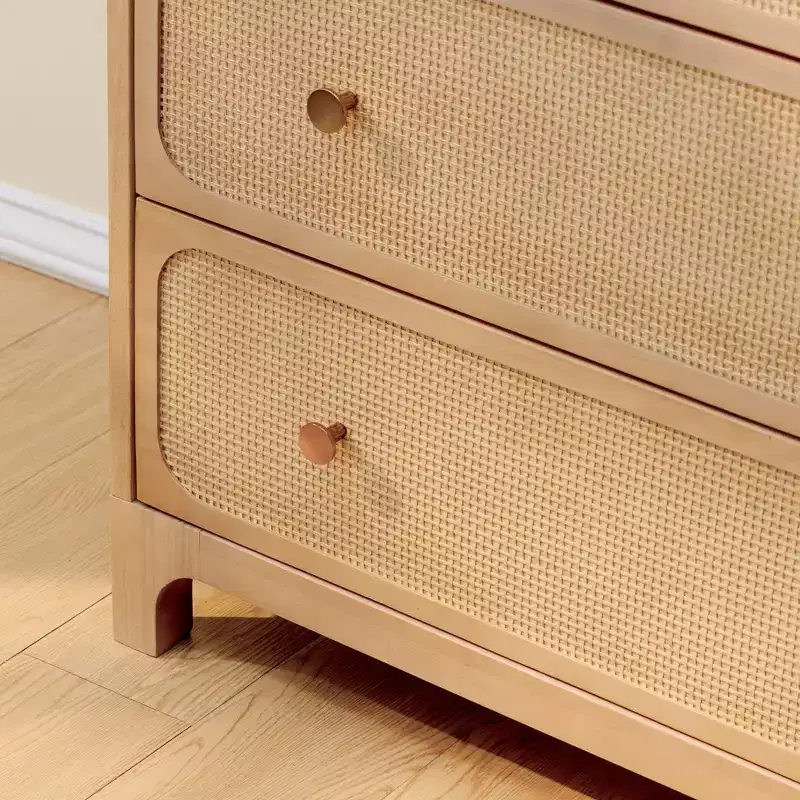 Elio Rattan 6 Drawer Dresser with Brass Knob