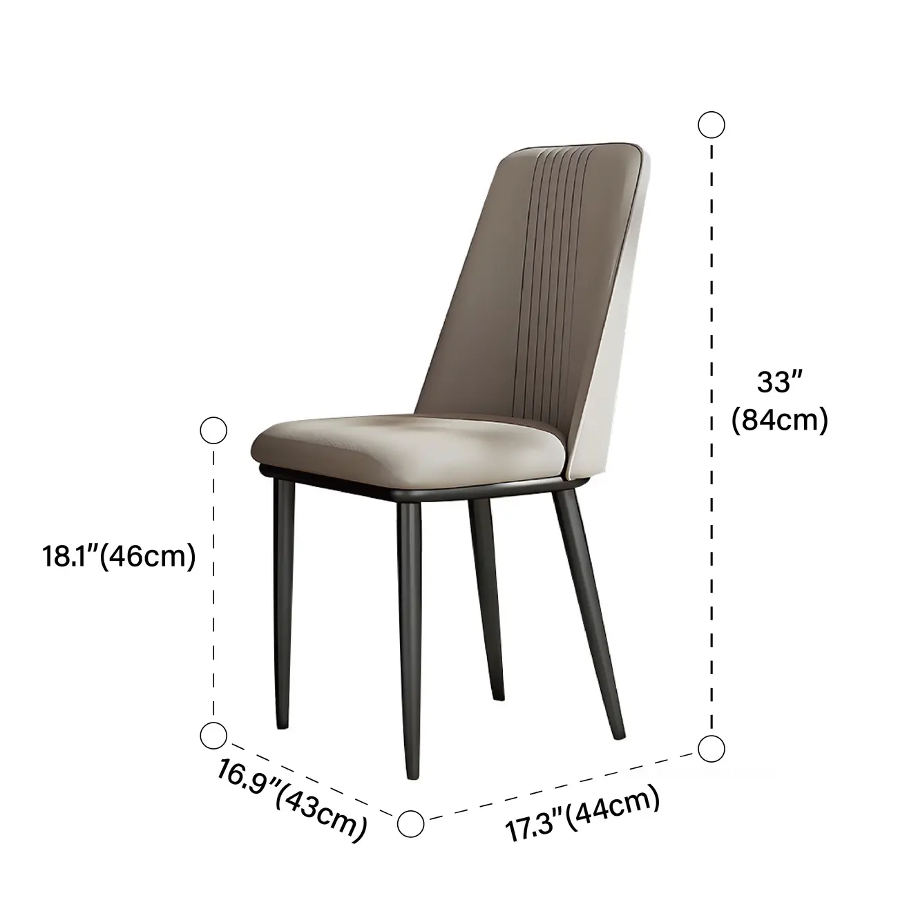 Modern Faux Leather Metal Frame Dining Chair Set of 2