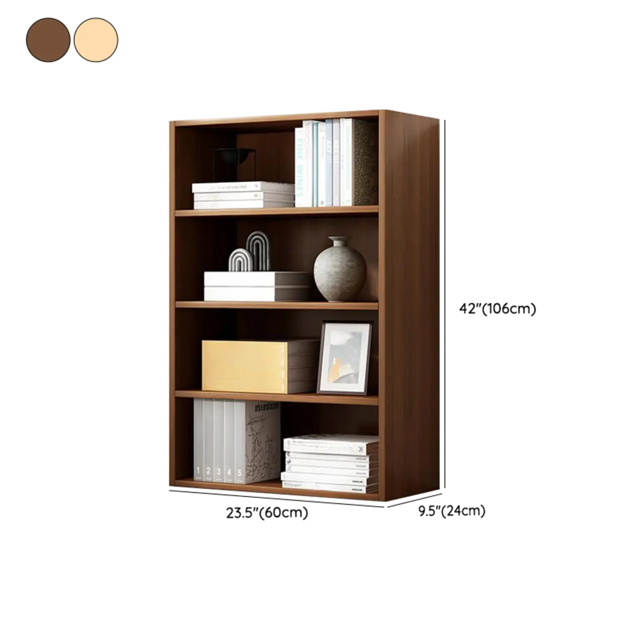 Modern Multi-Layer Brown Lumber Closed Back Bookcase
