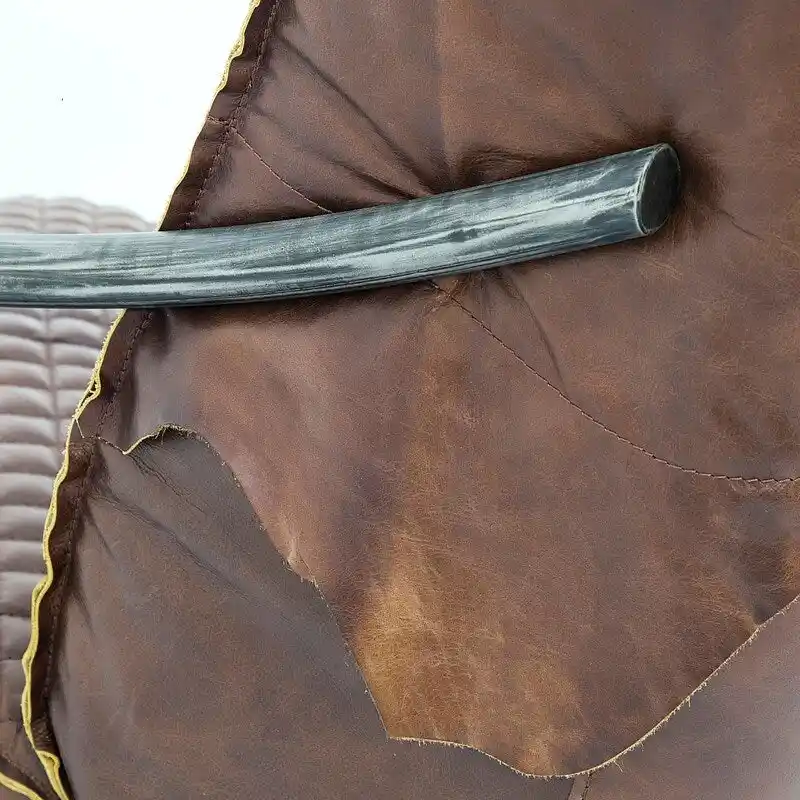 Davita Loft Brown Tufted Leather Accent Chair with Cast Iron Base