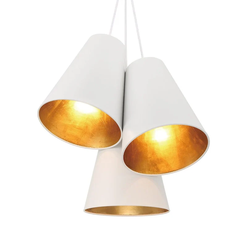 Brian Patrick Flynn Alston 3 Light Matte White + Antique Gold Pendant