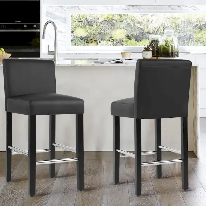 Counter Height Bar Stools Set of 2, 26 Seat Height Upholstered Barstools with Back