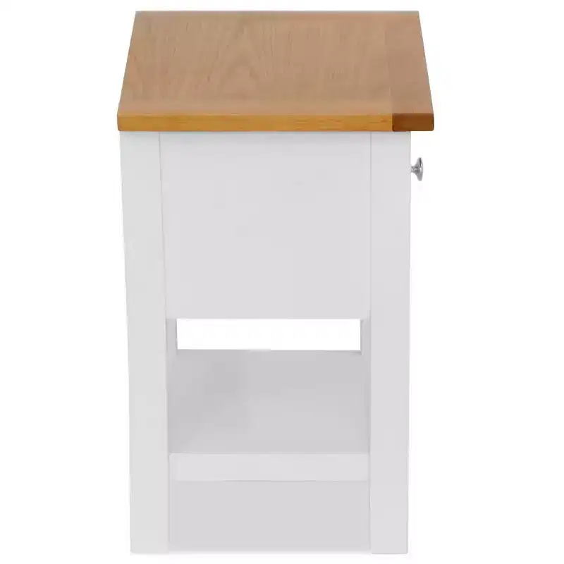 vidaXL 2-Piece Nightstands, 14.2x11.8x18.5, Solid Oak Wood Top and Pinewood Frame, Dark Wood and White, Space-Saving Design, Fully Assembled