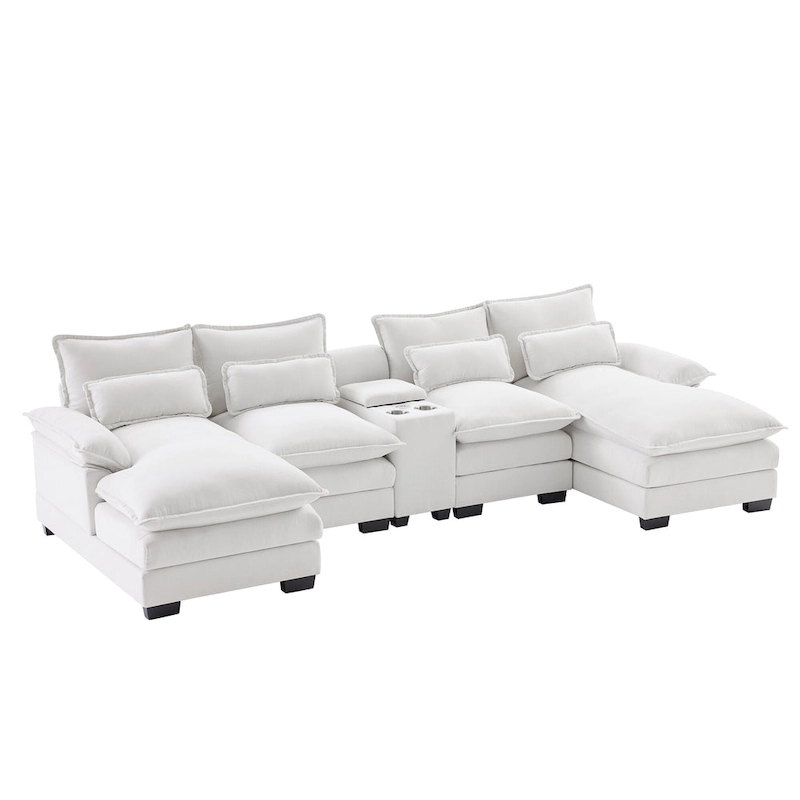 Modern U-shaped Cloud Sectional Couch, Convertible Sleeper Couch
