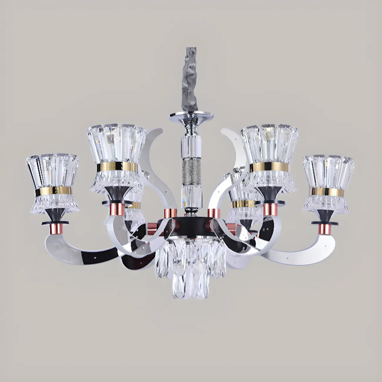 Luxury Chrome Tier Crystal Chandelier Modern Dimmable LED