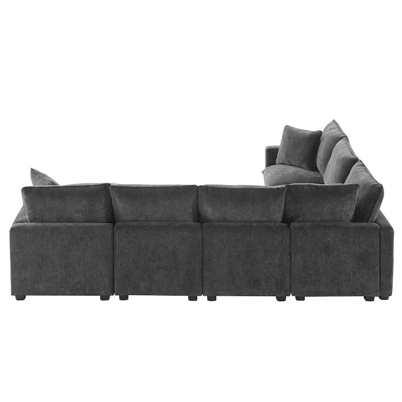 Nestfair Modern U Shape Modular Sofa 7 Seat Chenille Sectional Couch Set with 2 Pillows Included