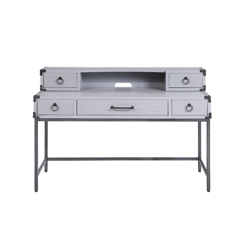 54 Gray Wood Writing Desk With Five Drawers