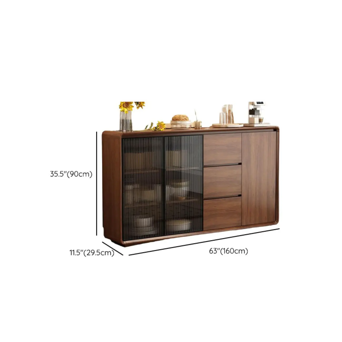 Casual Espresso Wood Sideboard with Drawers
