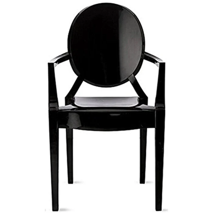 Black Transparent Stackable Armchair with Arms – 1 Person
