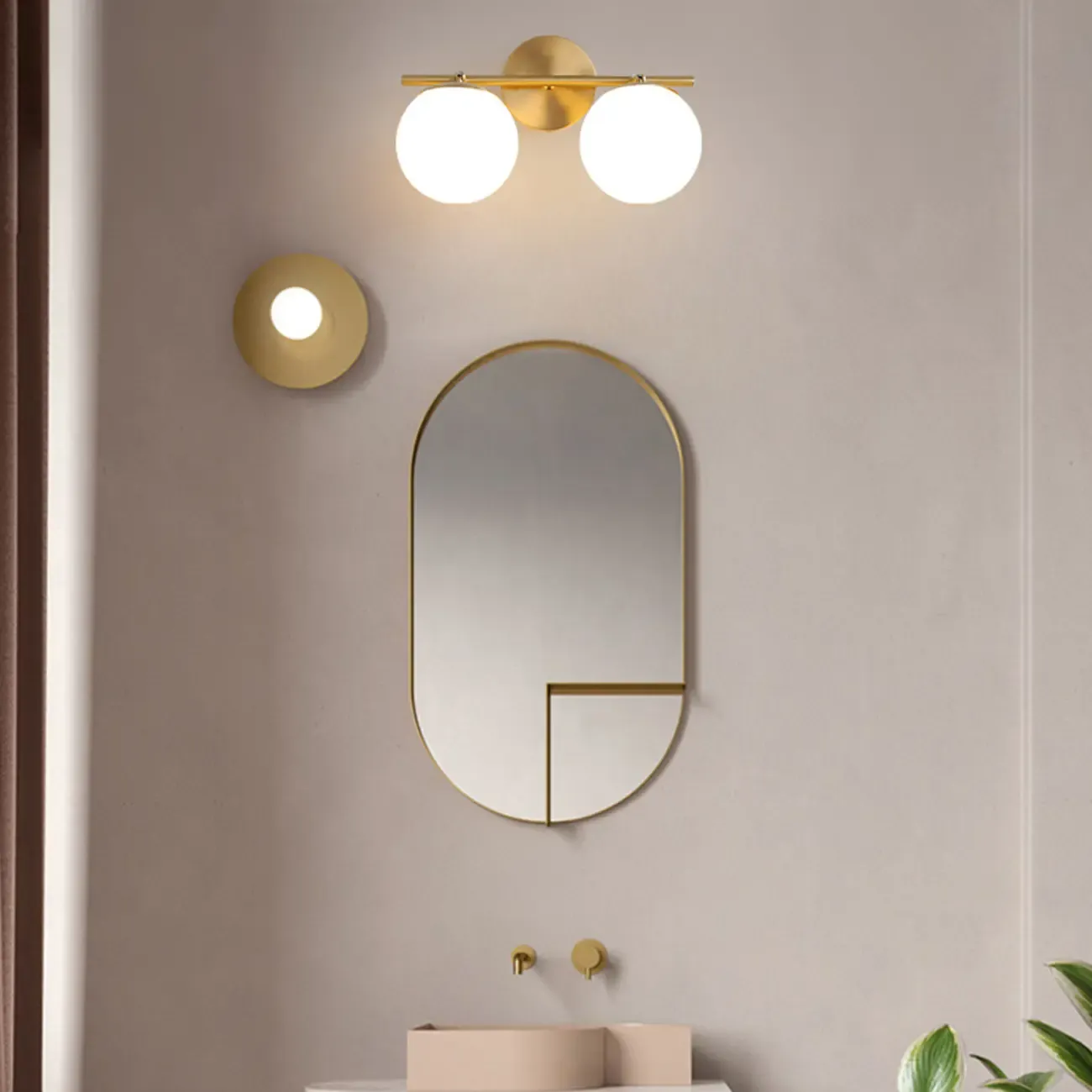 Sphere Bathroom Vanity wall Light with Metal Support Frame