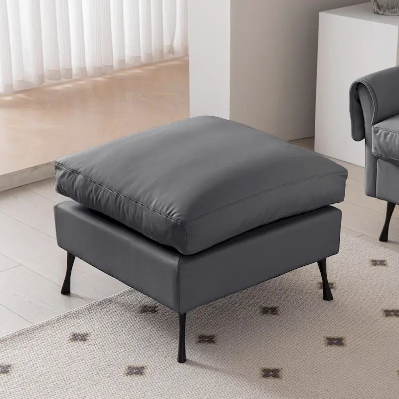 Modern L-Shaped Sofa Couch With Convertible Ottoman