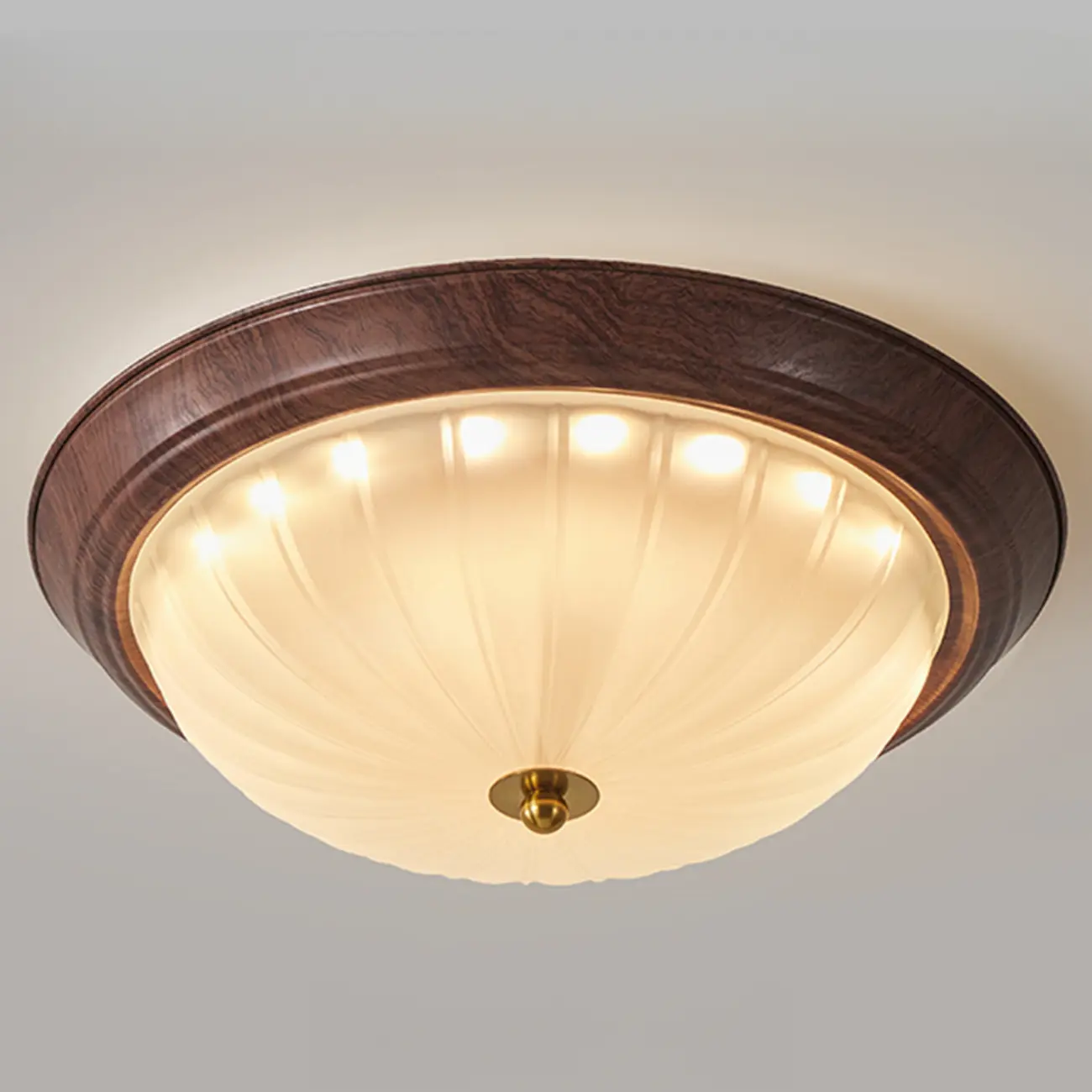Vintage Glass Brown Flush Mount Dimmable LED Ceiling Light
