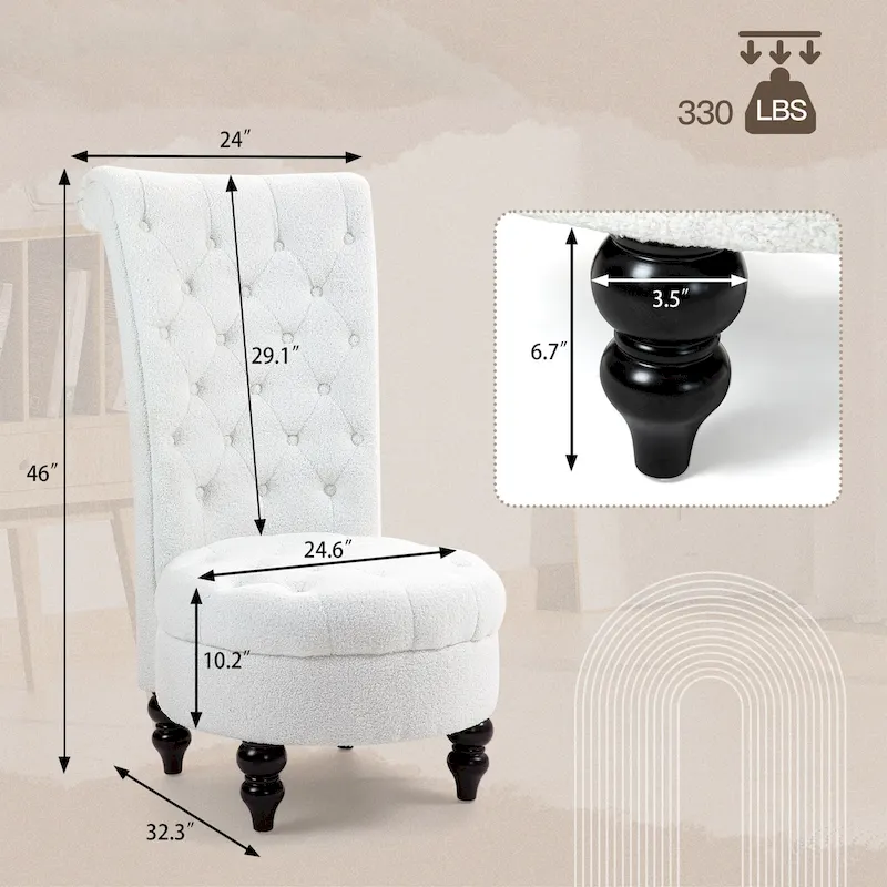 AVAWING Set of 2 Throne Royal Chair Thick Padding and Rubberwood Legs