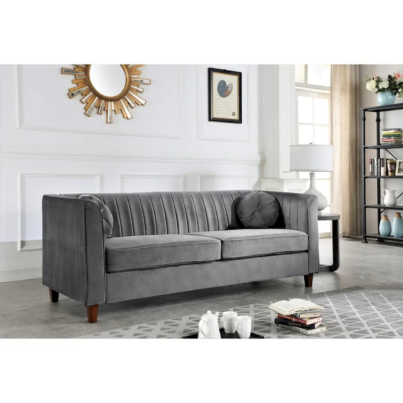 Arvilla Velvet Kitts Classic Chesterfield Living Room Set