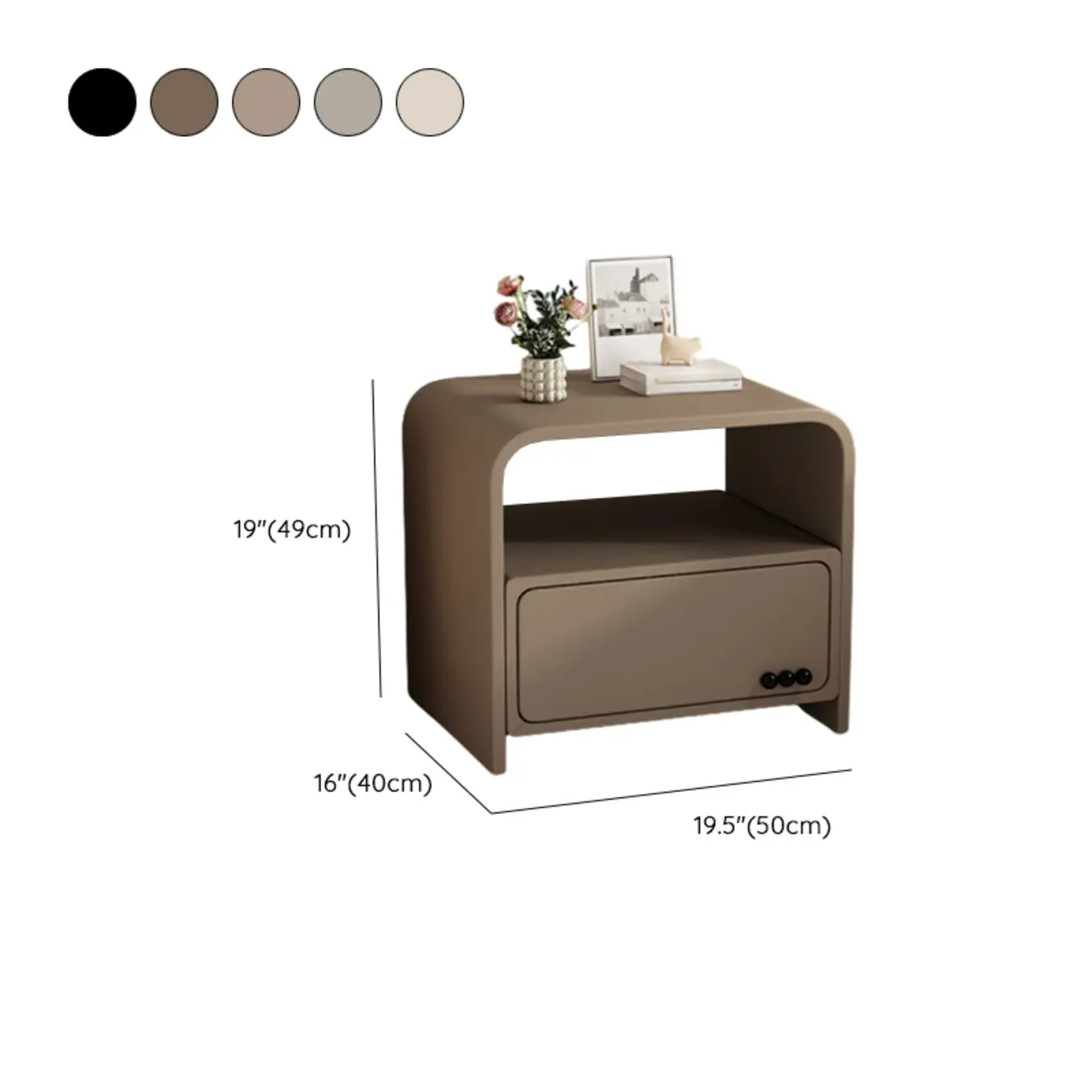 Elegant Modern White Faux Leather Wood Drawer Nightstand