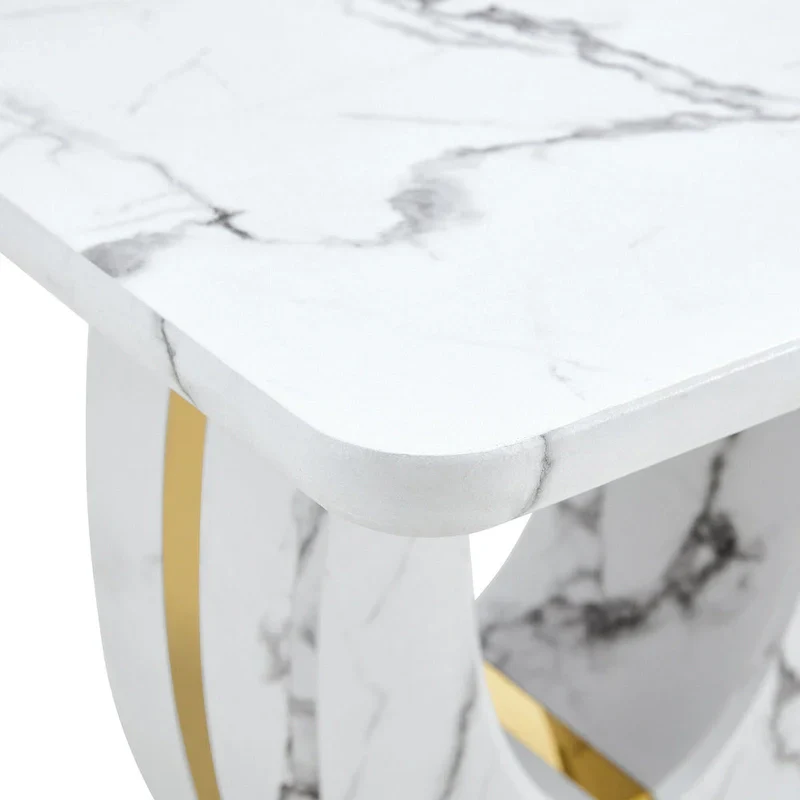 23.6 Square Coffee Table with Gold-Tone Leg Strips