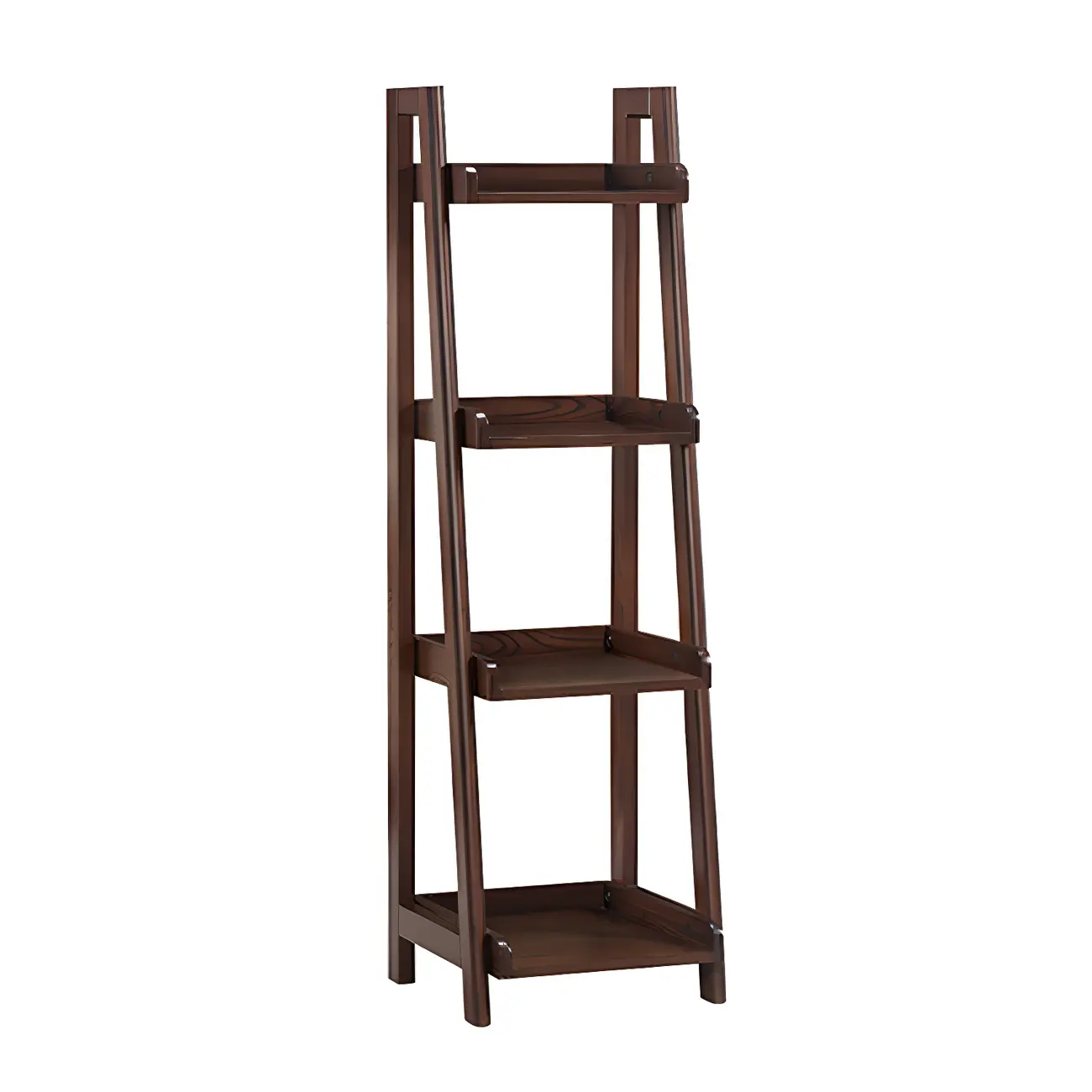 Narrow Wood Open Back Vertical Ladder Bookshelf