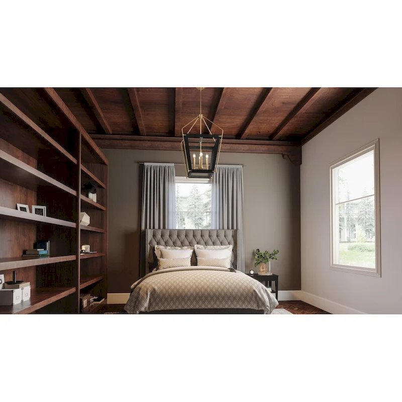 Abbeville 4-Light Earth Black Pendant with Gold Accents