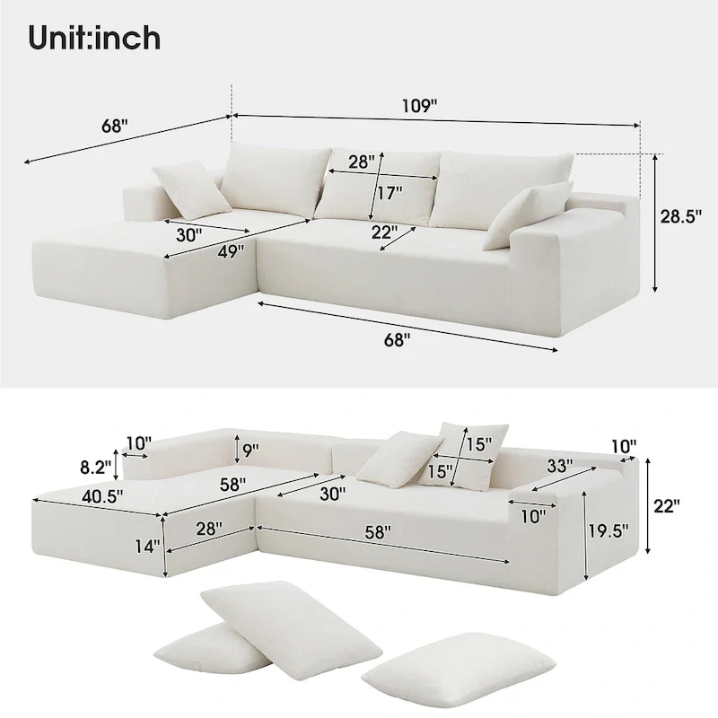 [VIDEO provided] [New] 109*68 Modular Sectional Living Room Sofa Set, Modern Minimalist Style Couch, Upholstered Sleeper Sofa f
