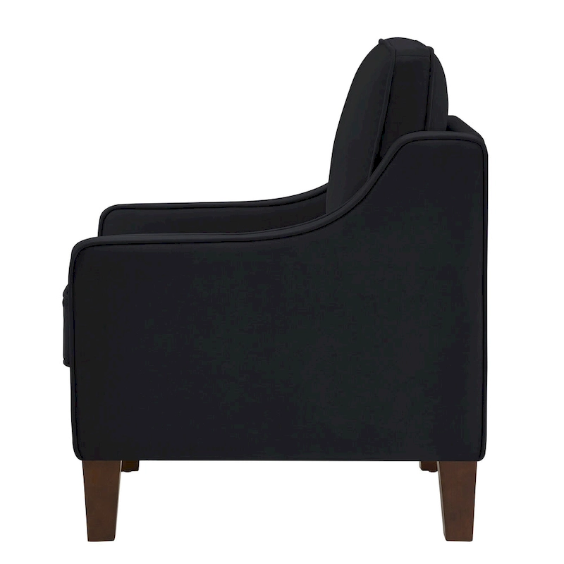 Modern Velvet Upholstered Armchair with Wooden Legs