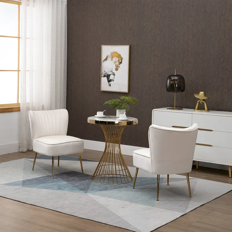 Velvet Upholstered Accent Side Chairs(Set of 2)