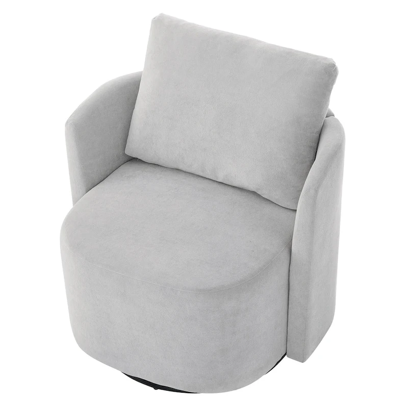 Chenille 360 Swivel Barrel Chair with Ergonomic Curved Design and 440lb Weight Capacity