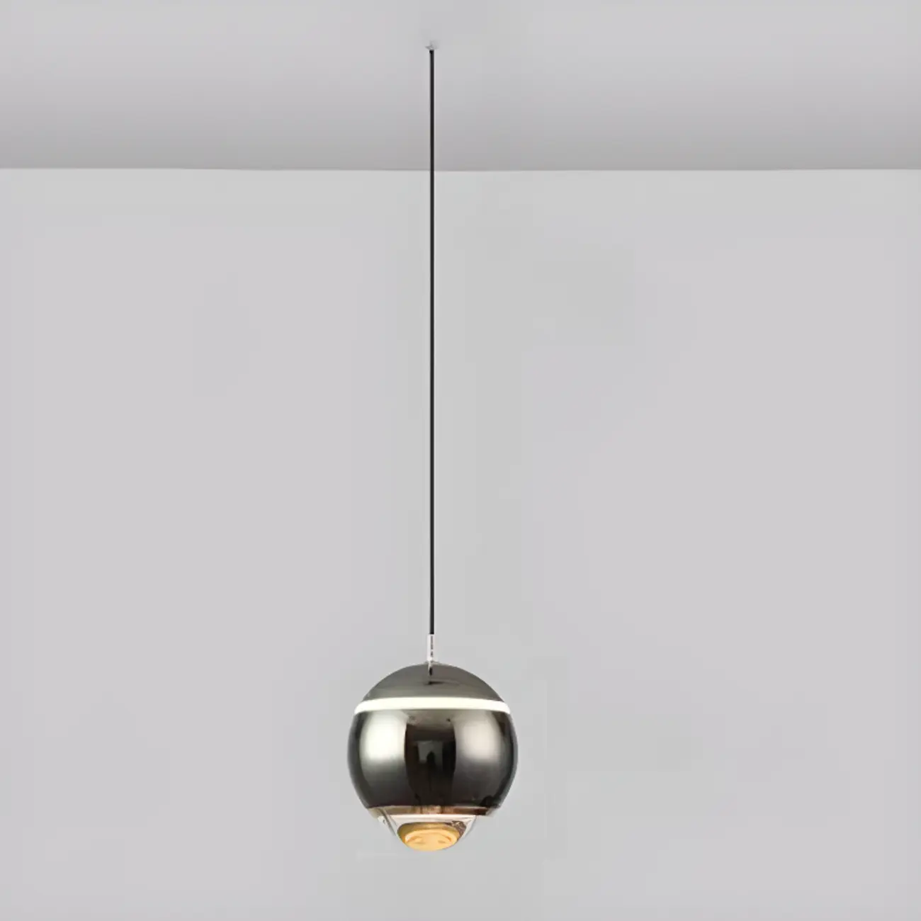 Modern Metal Glass Globe Pendant Light Warm LED