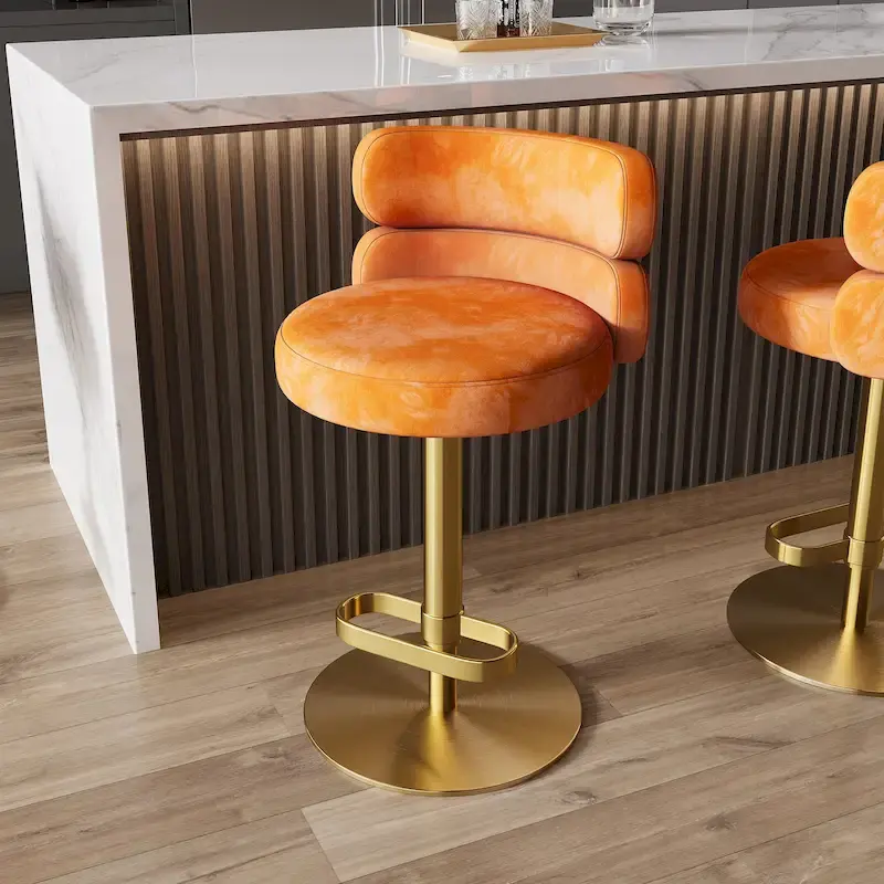 Velvet Counter Bar stool with Height Adjustable and Swivel