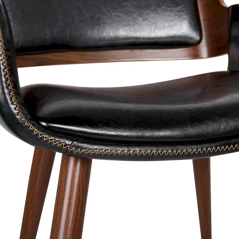 Faux Leather Mid-Century Dining Chair with Metal Legs