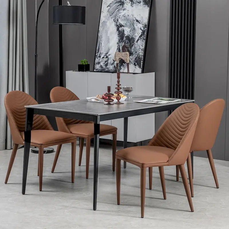 Fully Assembled Microfiber Leather Upholstered Dining Chairs, Set of 2 - 22.44D x 18.5W x 32.28H