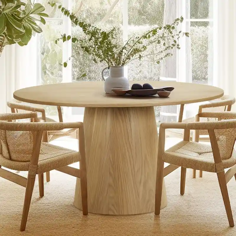 52 Solid Oak Round Pedestal Dining Table