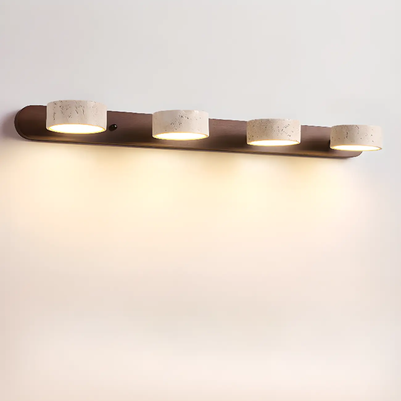 3-Light Bathroom Circle LED Stone Cylinder Vanity Light