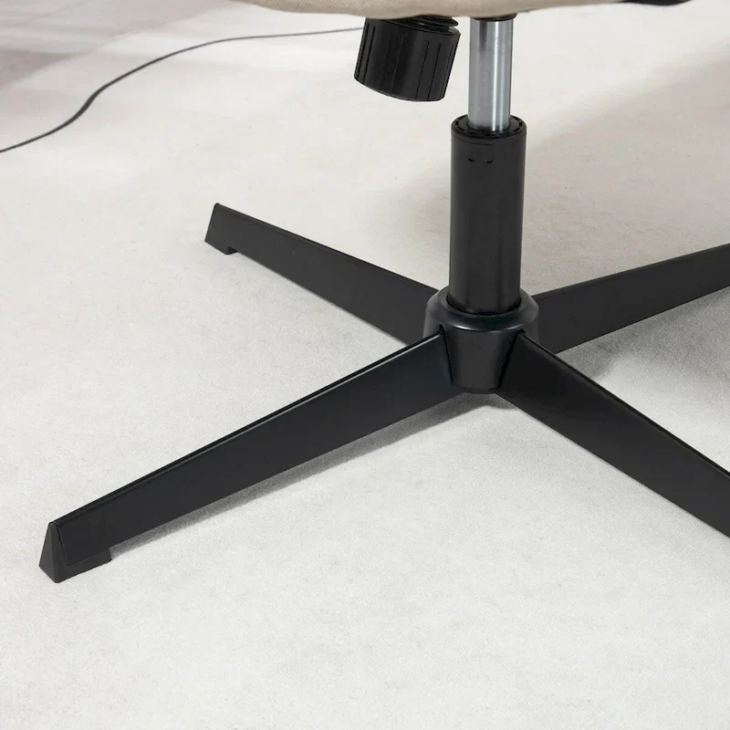 HOMCOM Wide Office Chair, Armless Office Desk Chair, Computer Fabric Vanity Chair with Adjustable Height