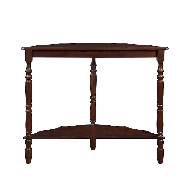 42 Retro Circular Curved Half-Moon Console Table with Cloud Design Top and Open Shelf Solid Wood Frame and Legs