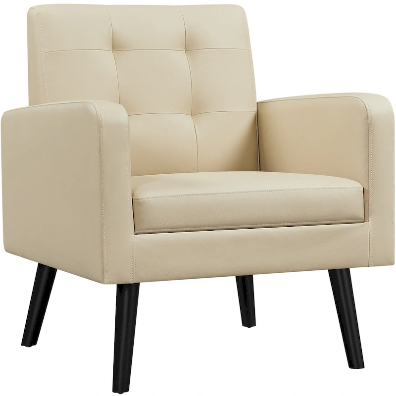 Yaheetech Modern Faux Leather Tufted Accent Chair with Solid Wood Legs - 28.52933