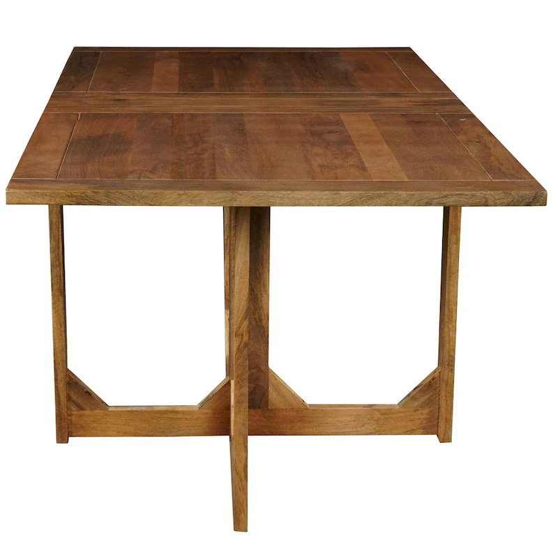 62 Inch Rectangular Dining Table, Handcrafted Natural Mango Wood with Magnetic Catchers