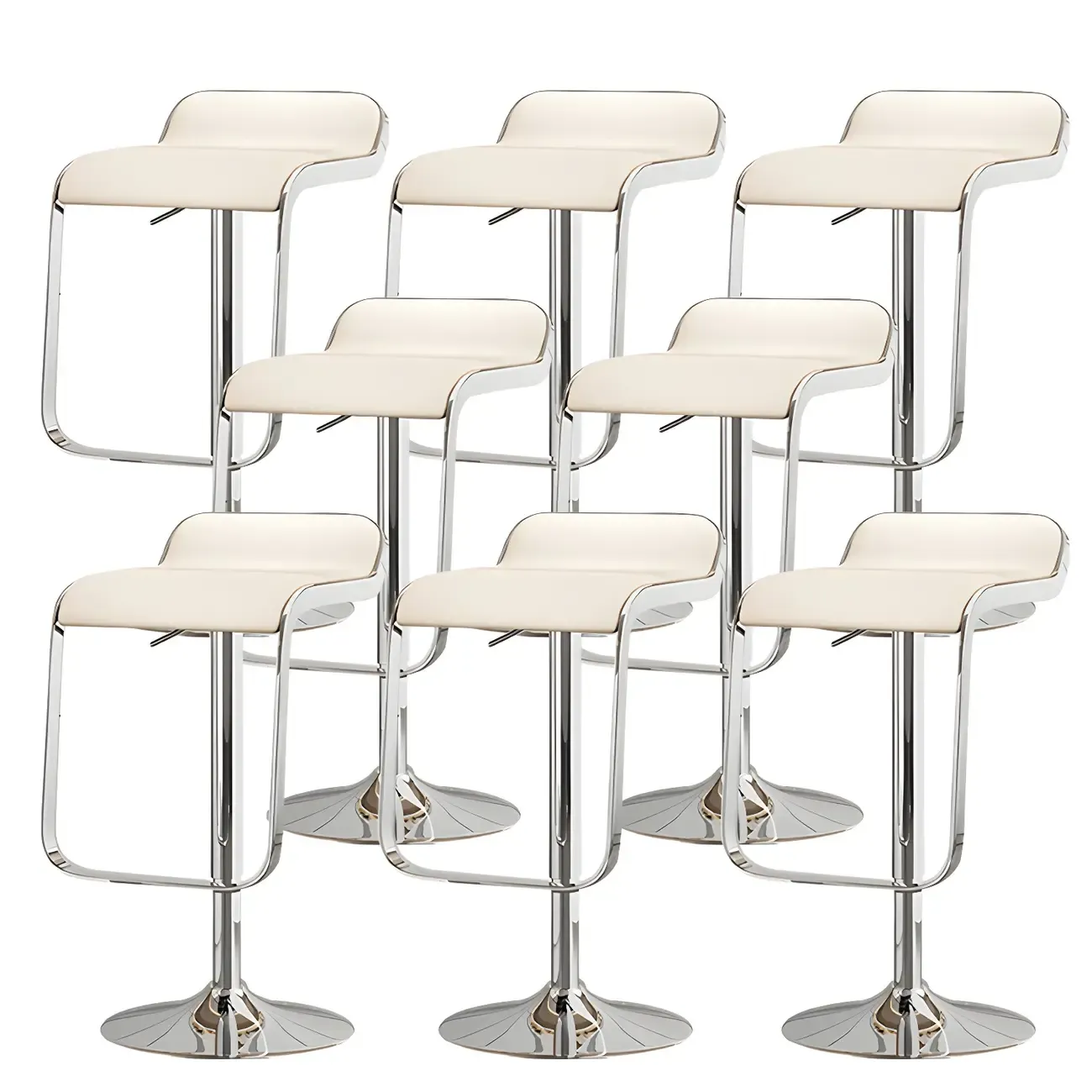 Leather Low Back Metal Adjustable Swivel Bar Stools