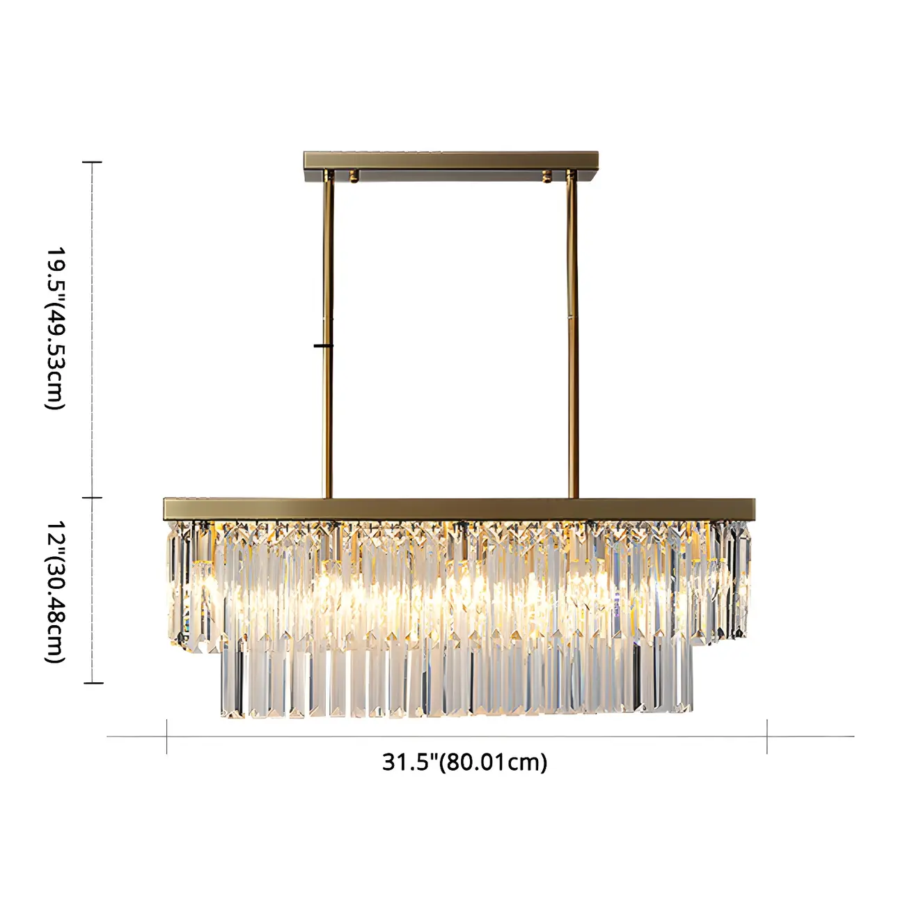 Modern Large Crystal Rectangle Island Pendant Light